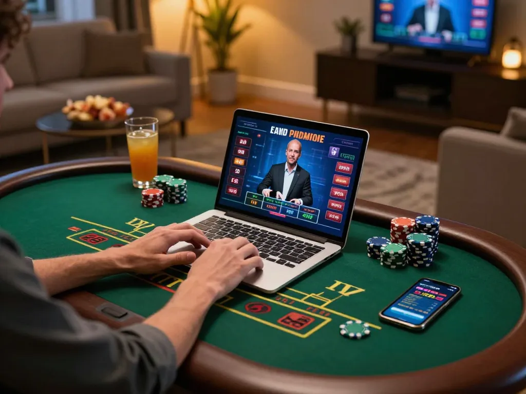 Engaged gamer enjoying a live blackjack game at ph22, highlighting immersive online casino experience.
