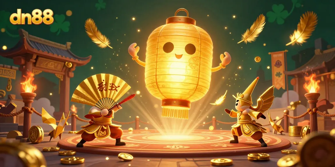 Join the excitement at dn88 with a vibrant 3D casino scene featuring golden lanterns and warriors.