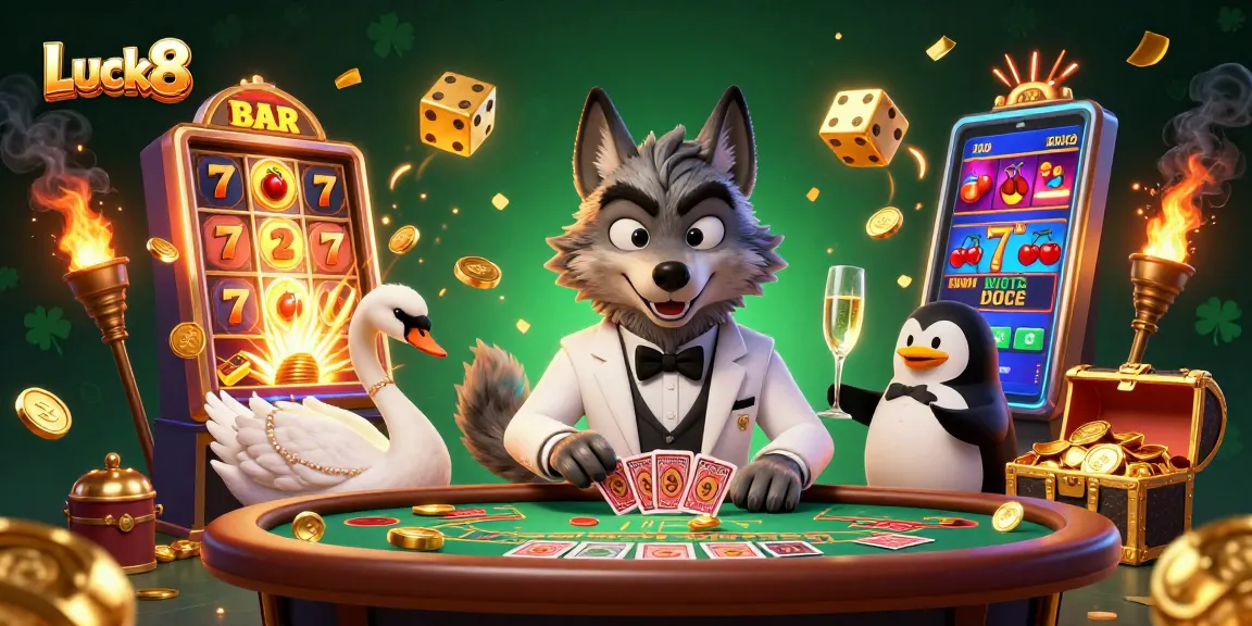Experience thrilling gameplay at Luck8 casino with immersive characters and jackpot symbols.