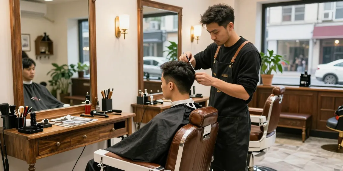 Barber cutting hair in a stylish setting at https://www.shaverinfoformen.com, showcasing modern grooming techniques.