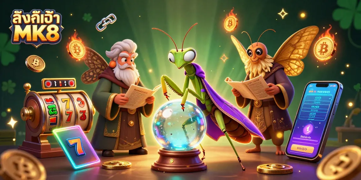 Experience the exciting world of slots with ลิงก์เข้า MK8, featuring vibrant slot reels and sparkling casino elements.