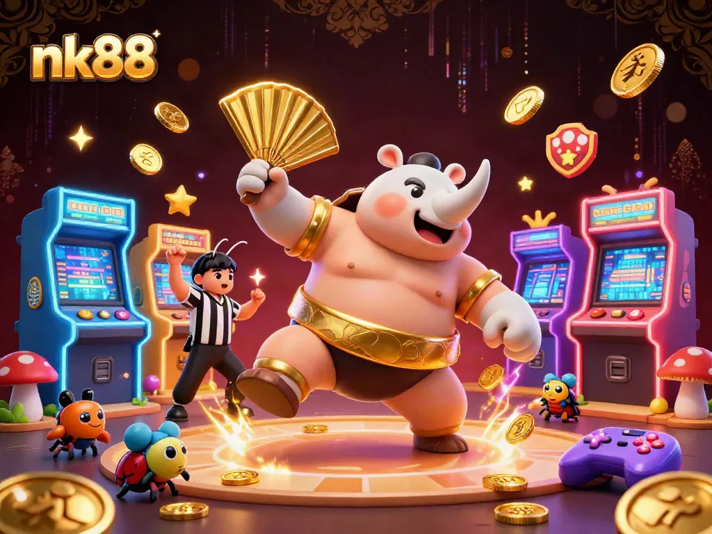 Experience thrilling play at nk88 with a vibrant 3D casino illustration featuring luck and excitement.
