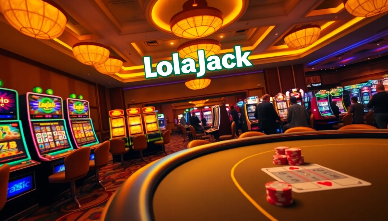 LolaJack Casino showcasing vibrant slot machines and an engaging atmosphere.