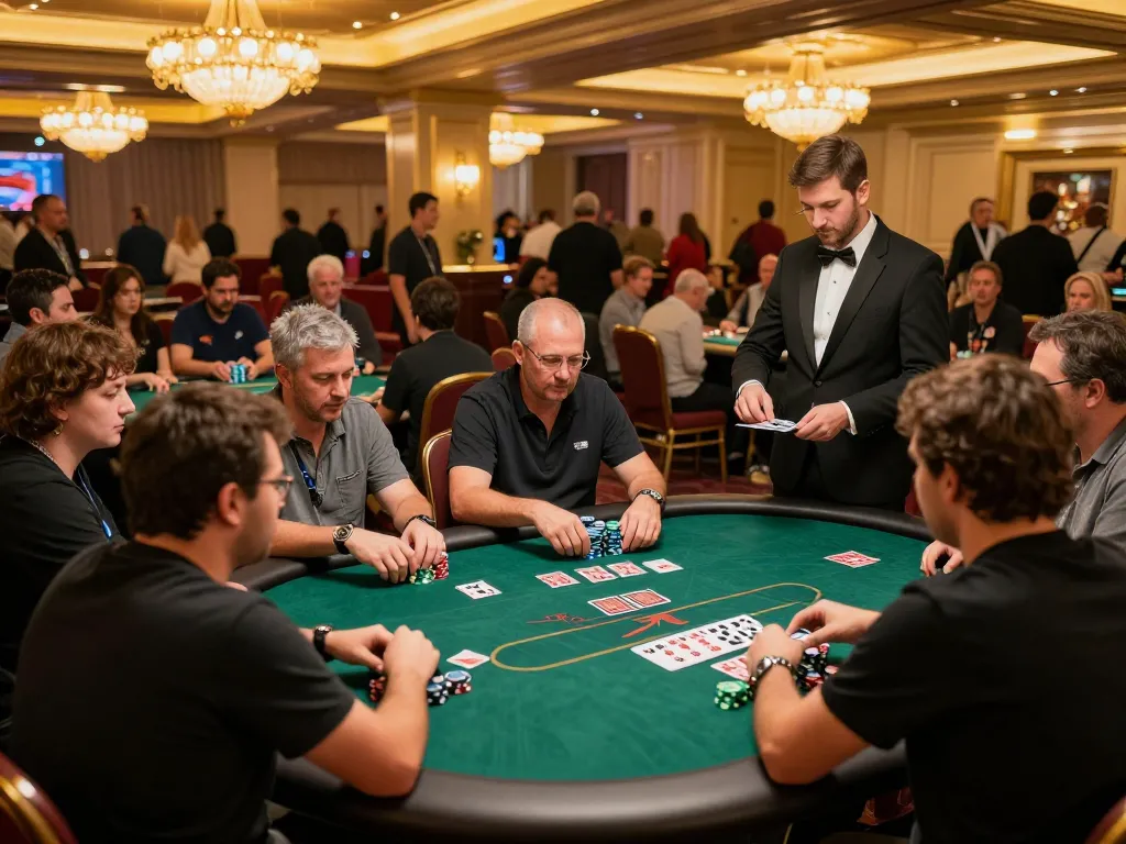 Players engage in an intense poker game at Sunwin casino, showcasing strategic bets and excitement.