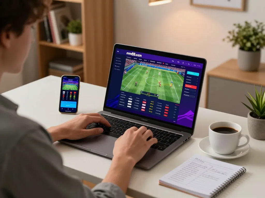 Engaging in sports betting on mm88.com with a vibrant online interface and strategy notes.