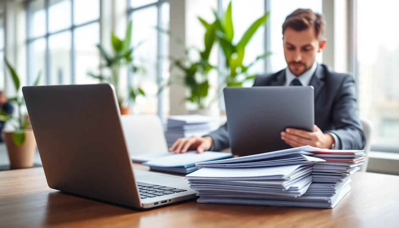 Verwenden Sie ein rechnungsprogramm kostenlos kleinunternehmer auf einem Laptop in einem modernen Büro.