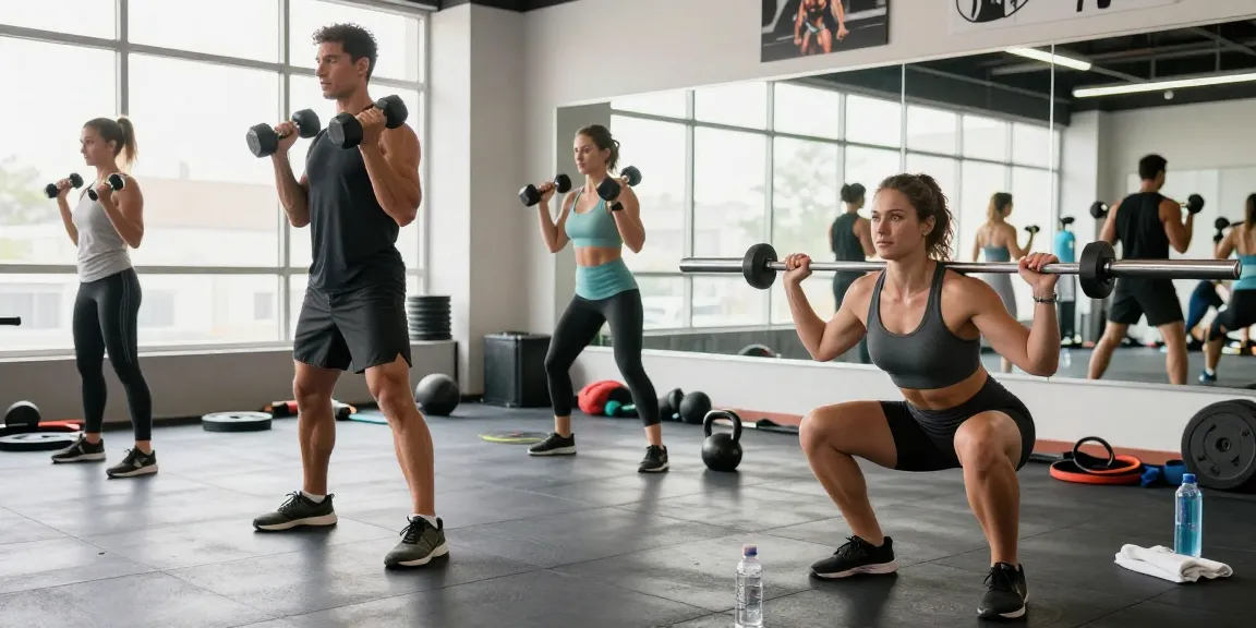 Kraftsportler, die in einem vom Steroidshop inspirierten Fitnessstudio trainieren, und dabei Stärke und Hingabe zeigen.