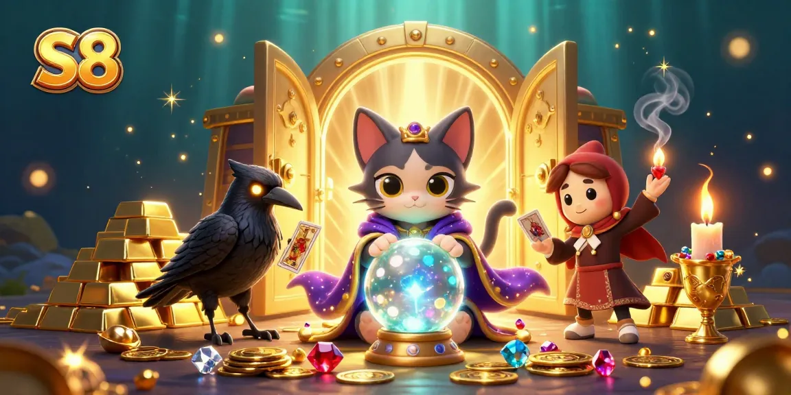 Experience S8’s thrilling gambling scene filled with fortune teller mystic cat and glowing raven