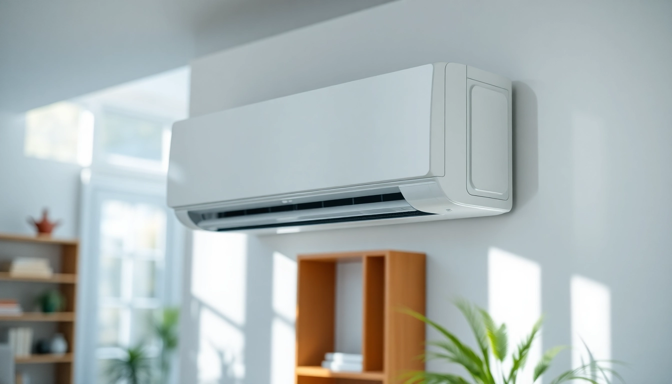 Klima kaufen: Discover a stylish split air conditioning unit enhancing a bright living space.
