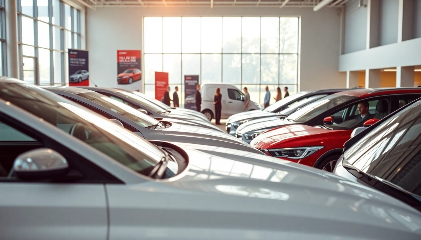 Auto kaufen in einem einladenden Autohaus mit vielen Fahrzeugen zur Auswahl.