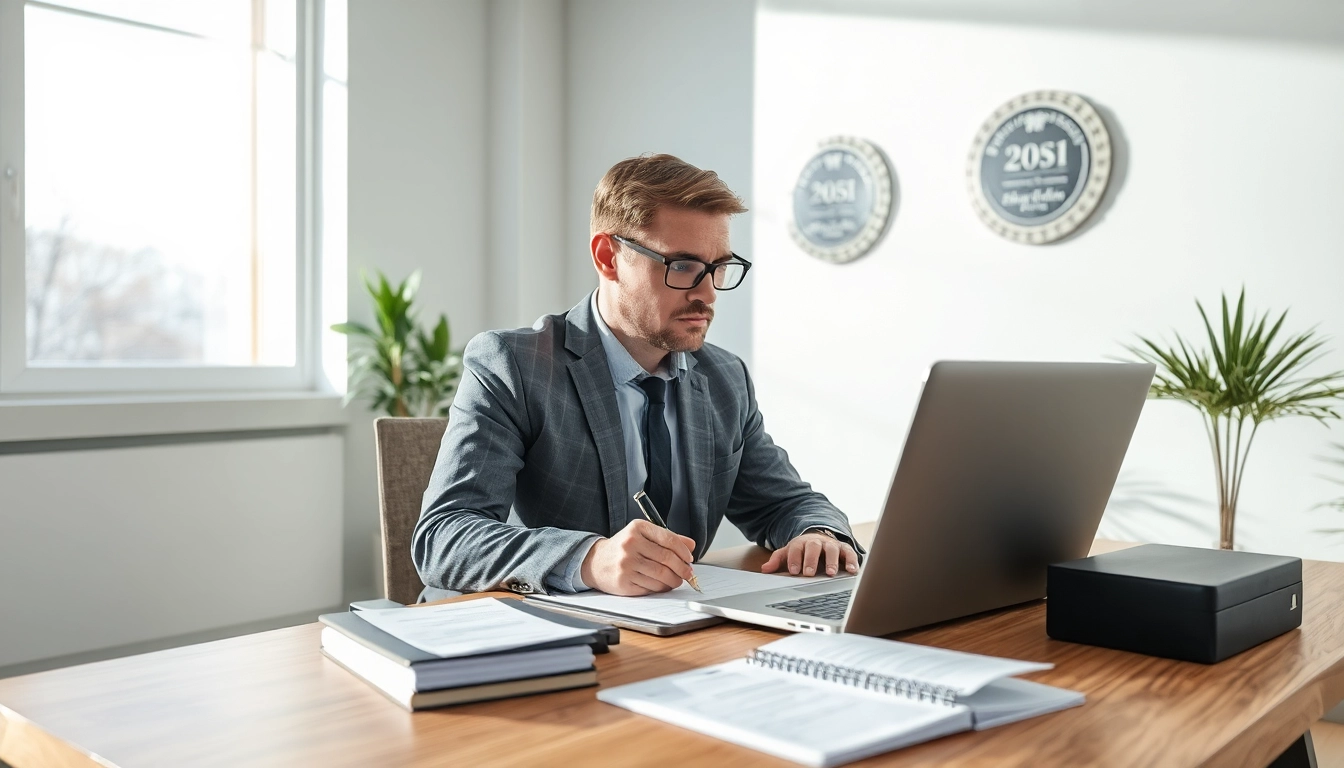 Ein Headhunter arbeitet konzentriert im Büro und analysiert Bewerbungsunterlagen.