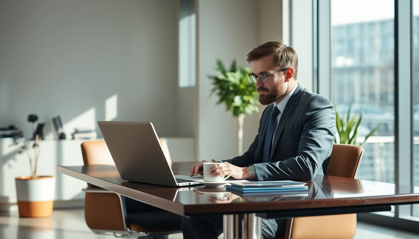 Headhunter CEO in einem modernen Büro, der potenzielle Kandidaten telefonisch kontaktiert.