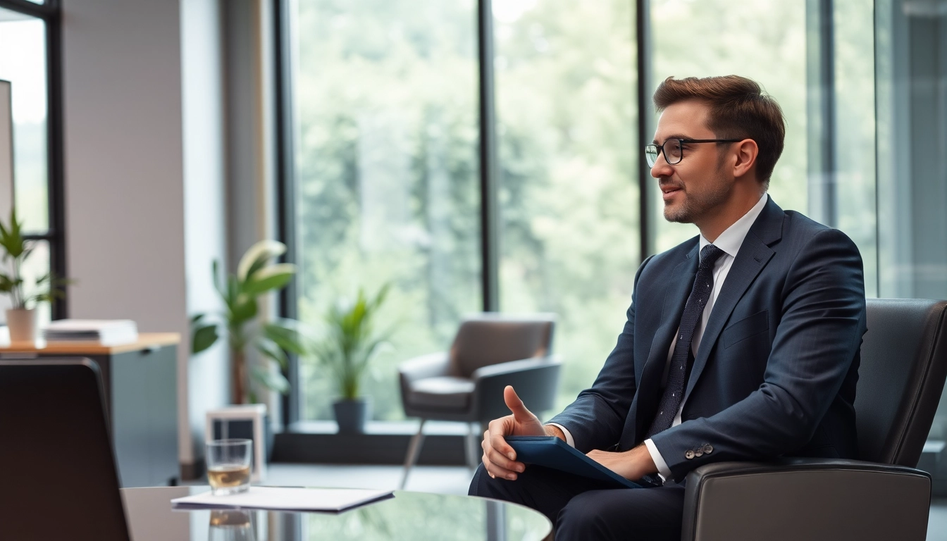 Headhunter Hagen berät über Personalvermittlung in einem modernen Büro.