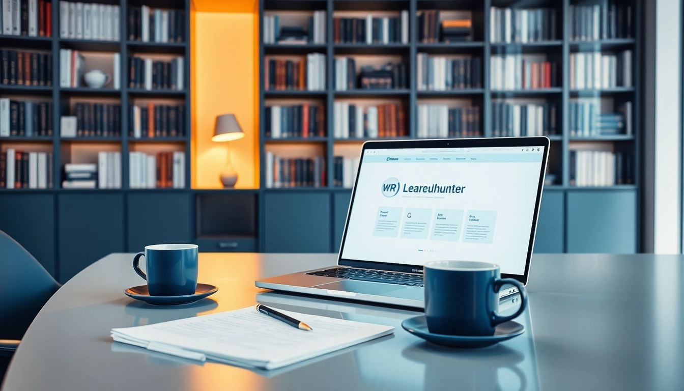 Professionelles Büro einer Headhunter Agentur mit modernem Setup und warmem Licht.
