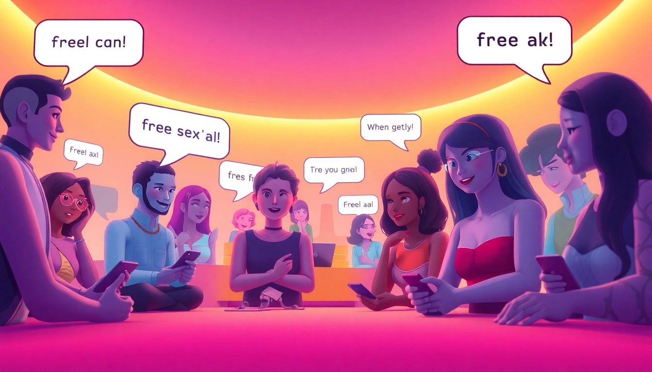 Engaging AI chat characters for free sex ai interactions, showcasing dynamic scenarios and modern devices.