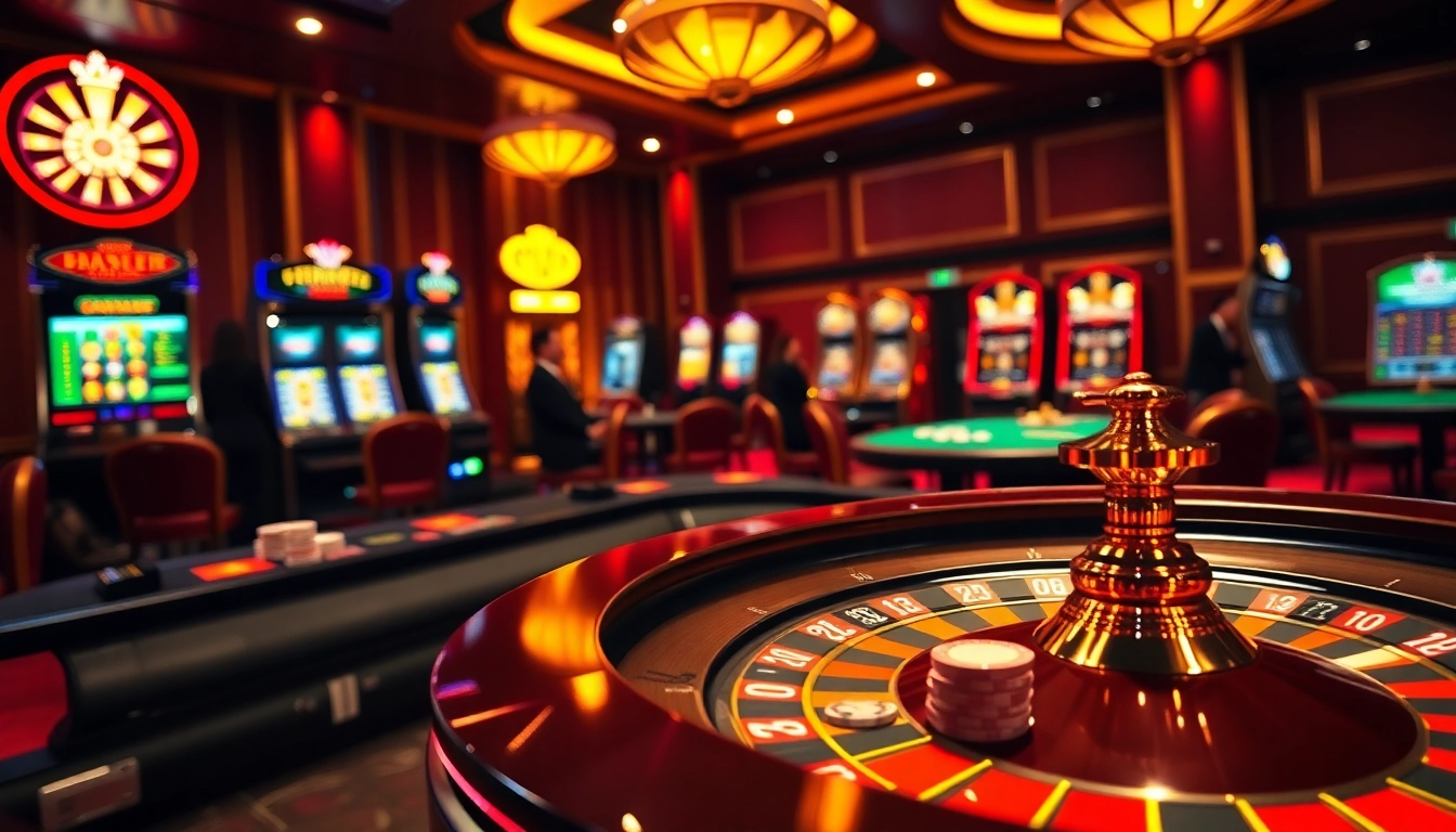 Experience the thrill of gambling at https://mm88.observer/ with poker chips and a roulette wheel in a luxurious casino setting.