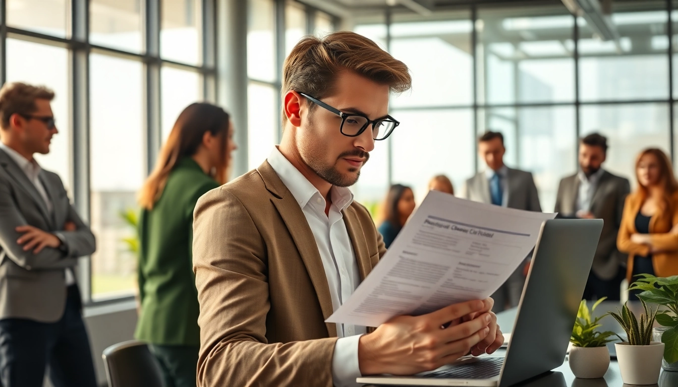 Professioneller Headhunter Schweiz analysiert CV in einem modernen Büro.