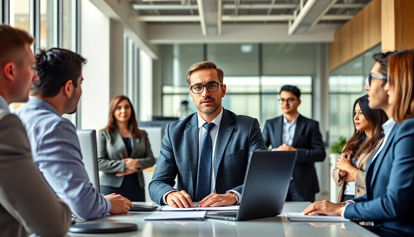 Headhunter IT in a vibrant office environment engaging with clients and candidates.