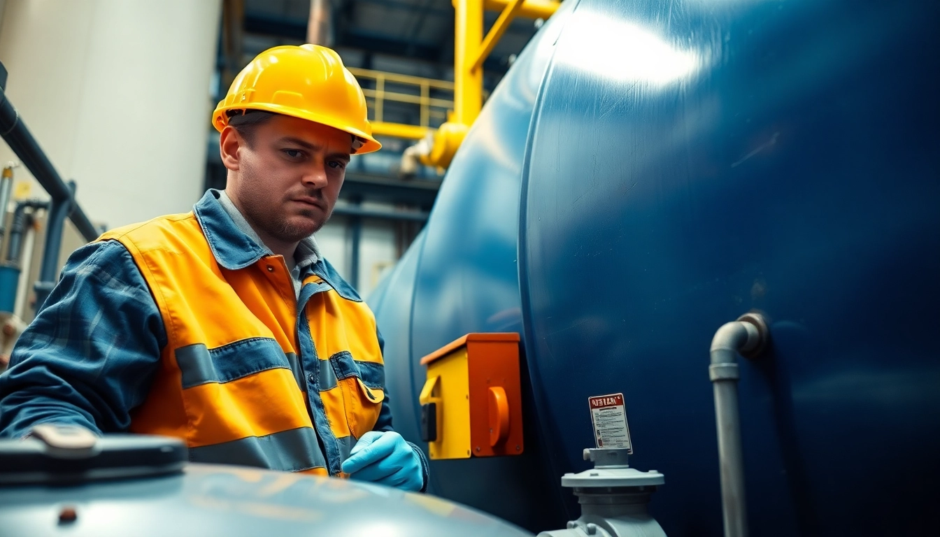 Öltankentsorgung Festpreis mit einem Techniker, der eine Analyse eines Öltanks durchführt.