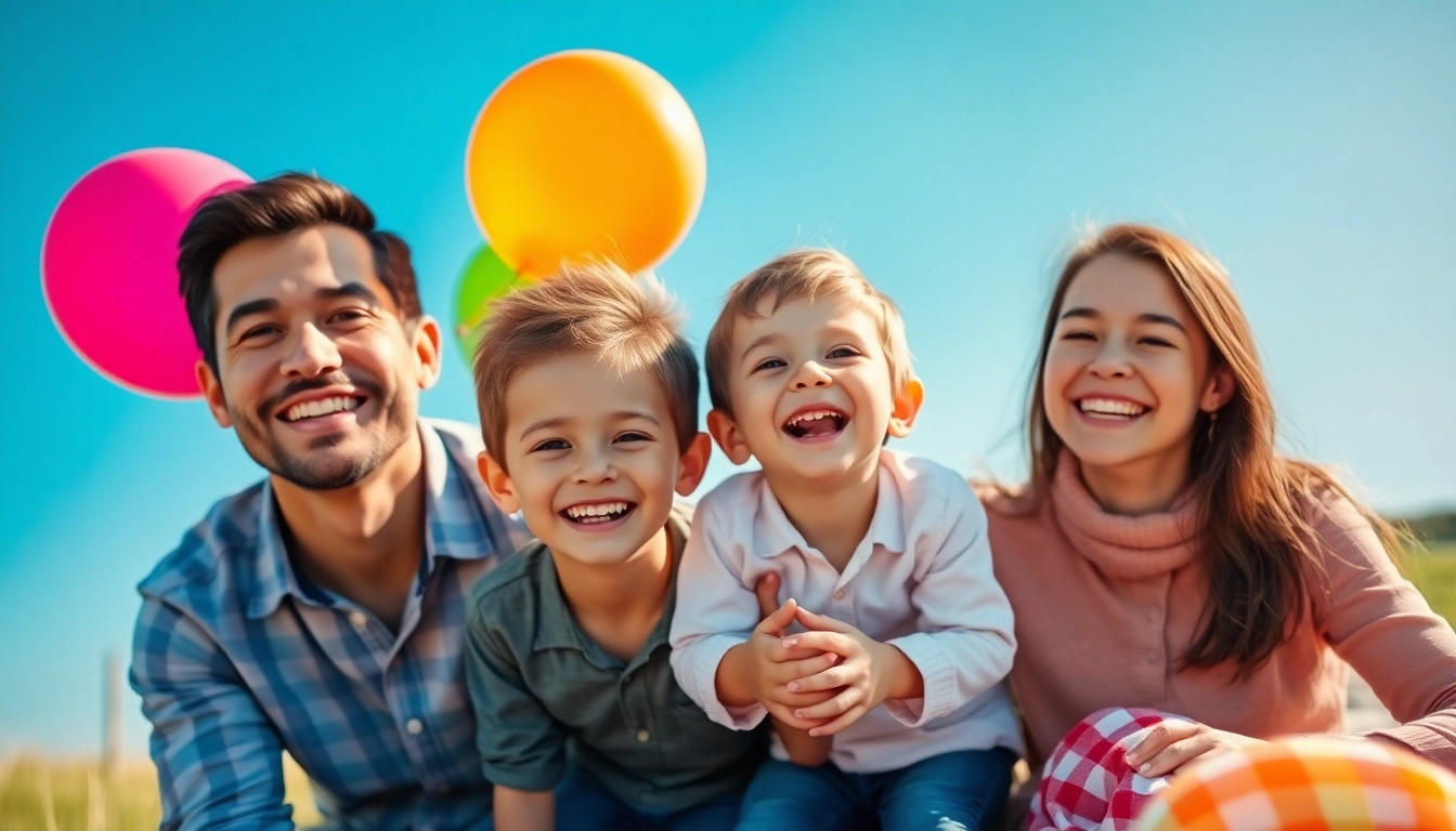 Fotografin Borken im Einsatz, während sie eine glückliche Familie in der Natur fotografiert.