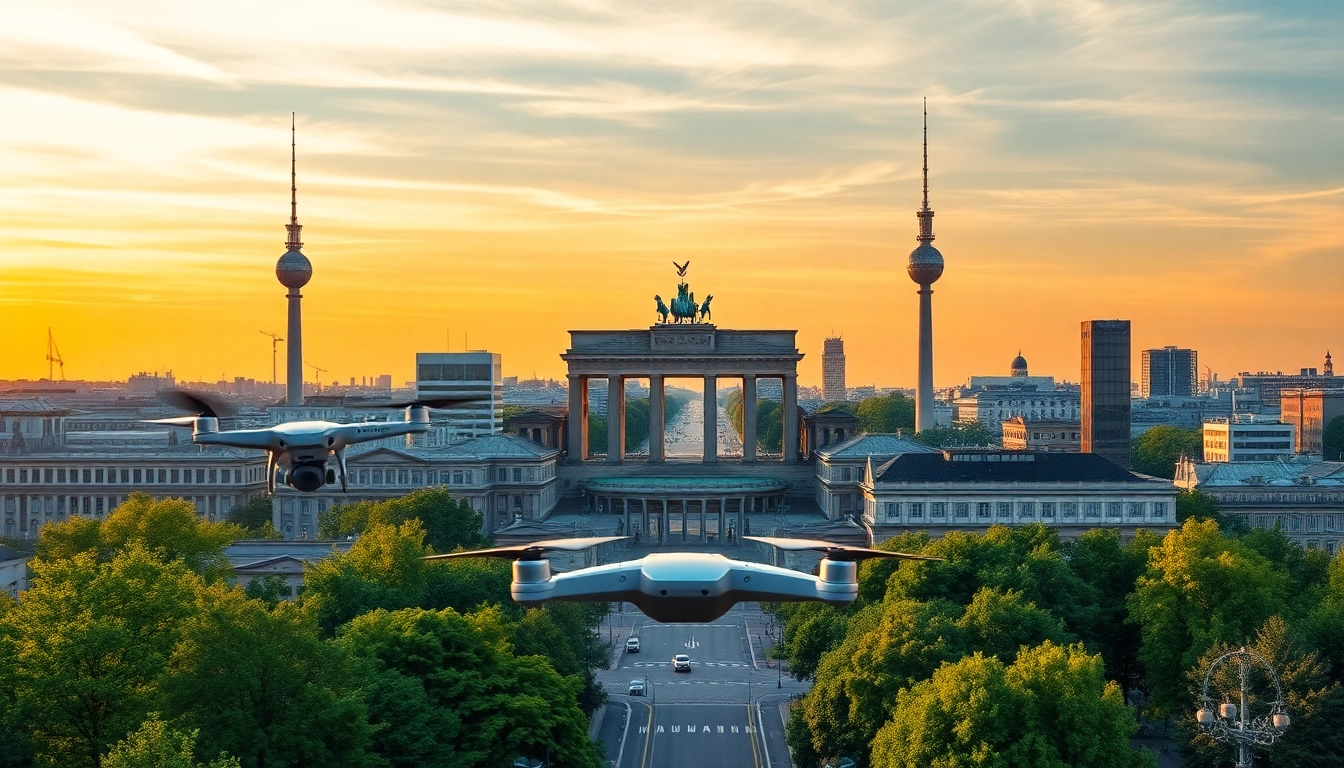Drohnenfotos Berlin zeigen die ikonische Skyline Berlins mit lebendigen Farben und Detailreichtum.