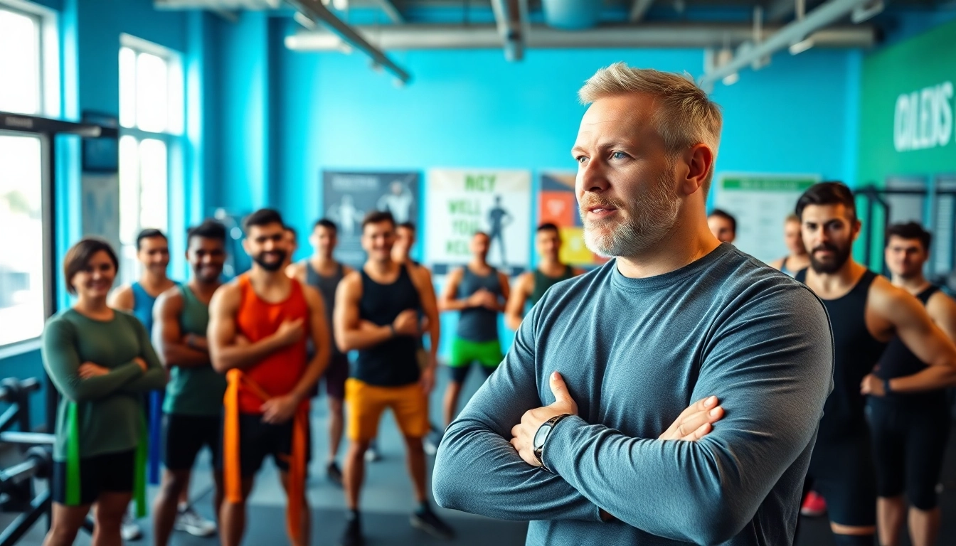Männergesundheit Tipps: An engaging male health coach offering valuable insights in a lively gym environment.