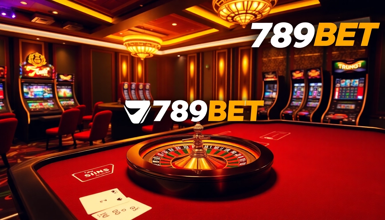 Players enjoying a thrilling game at 789BET casino table with vibrant chips and cards.