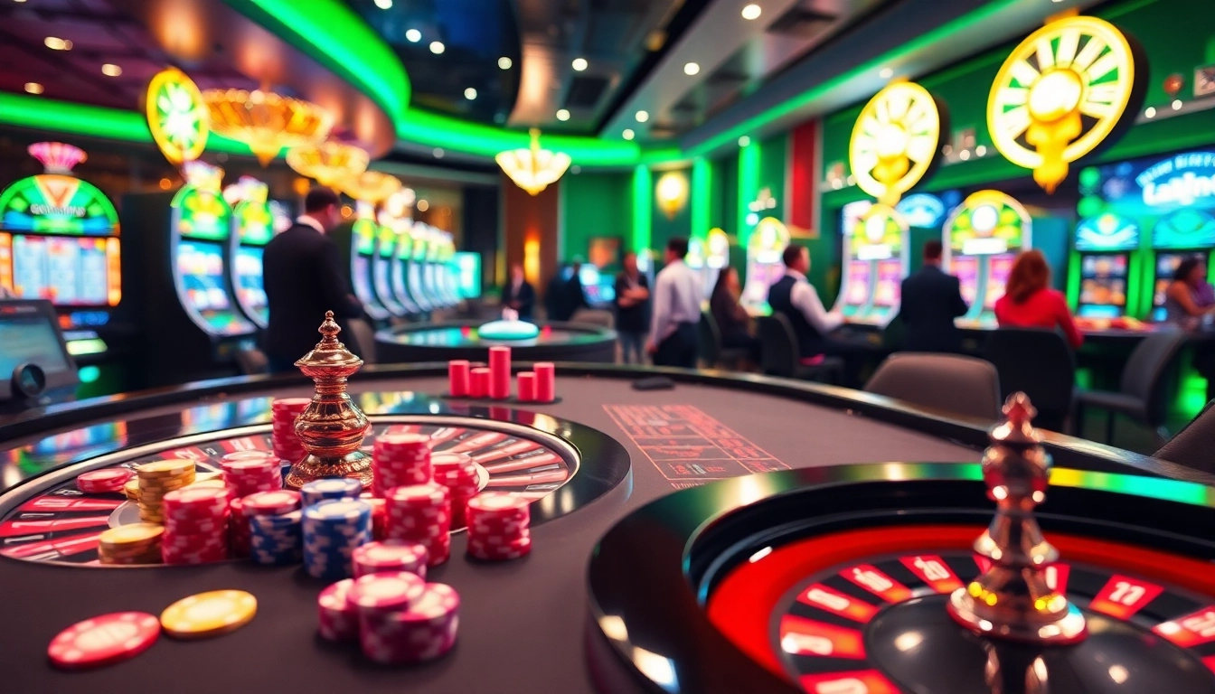 C168 players engaging in thrilling casino games with vibrant tables and roulette wheels.