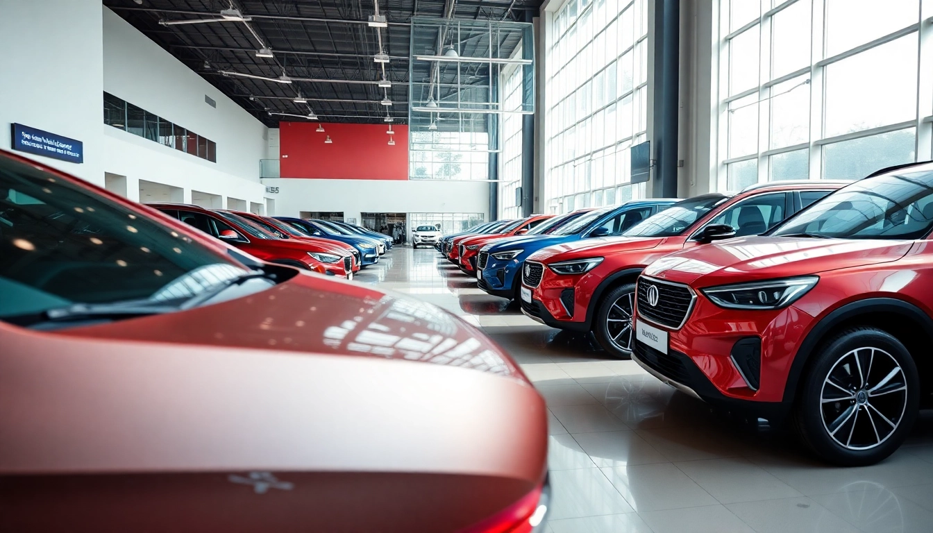 Auto kaufen in einem modernen Autohaus mit neuen Fahrzeugen und einladendem Ambiente.