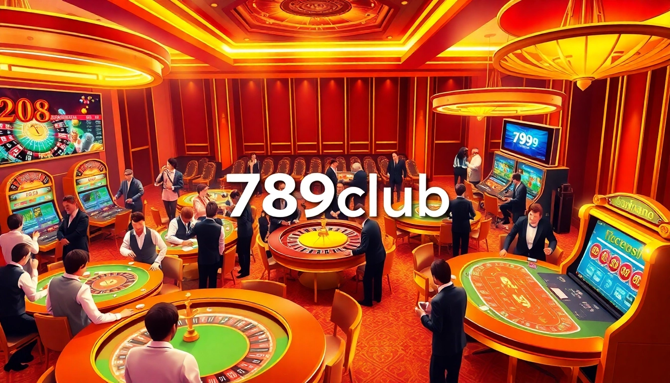 Players enjoying an exciting game night at 789club casino with vibrant tables and machines.