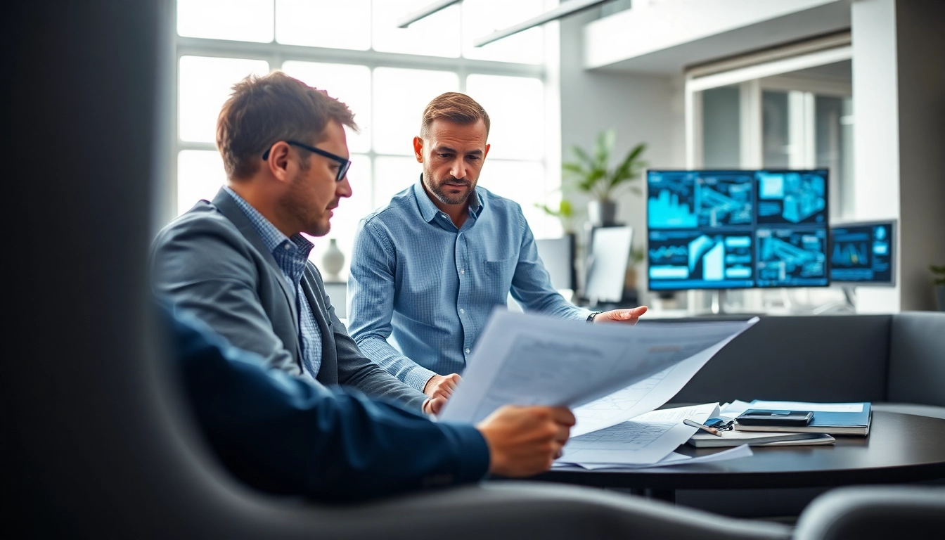 Headhunter Ingenieure in an engaging consultation with an engineer, showcasing dynamic office elements.