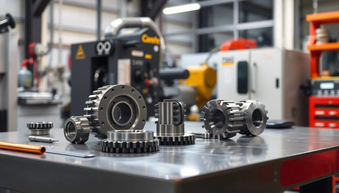 Drehteile auf einem Tisch in einer Werkstatt zeigen präzise Verarbeitung und technische Details.