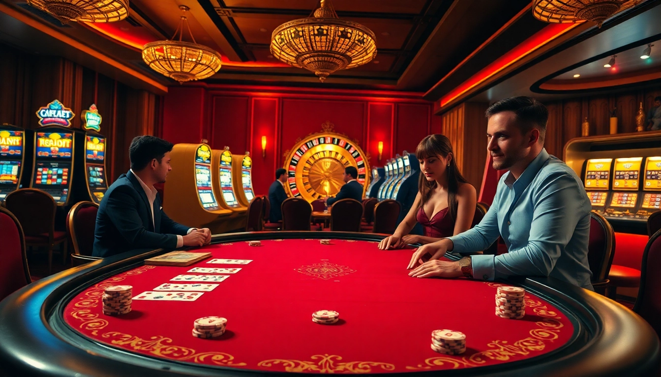 Engaging poker players using the hidden wiki 1 for their game strategies in a vibrant casino setting.