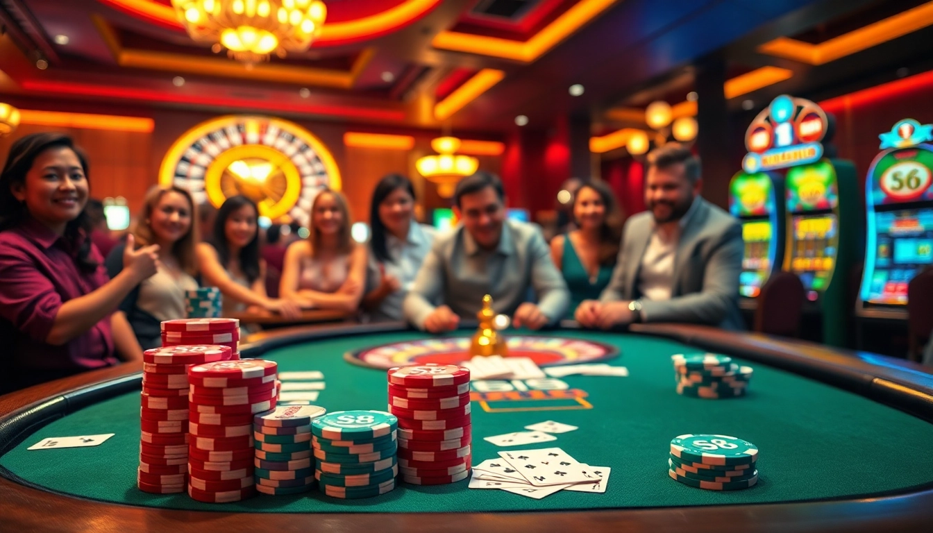 Experience high-stakes play with S8 poker chips at a vibrant casino table.