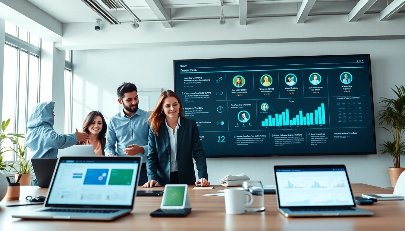 Marketingteam analysiert Kennzahlen zum Kundenfeedback im BXWY-Büro.