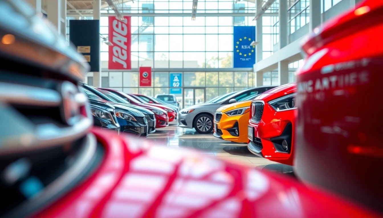 Verschiedene Autos zum Auto kaufen in einem einladenden Autohaus mit natürlichem Licht.