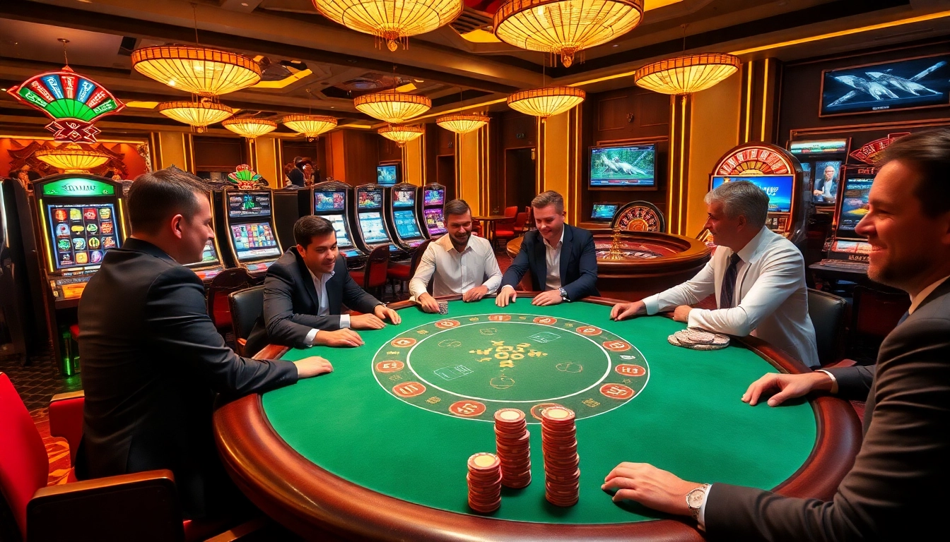 Players at a luxurious casino table engaging in strategic poker with XX 88 atmosphere.