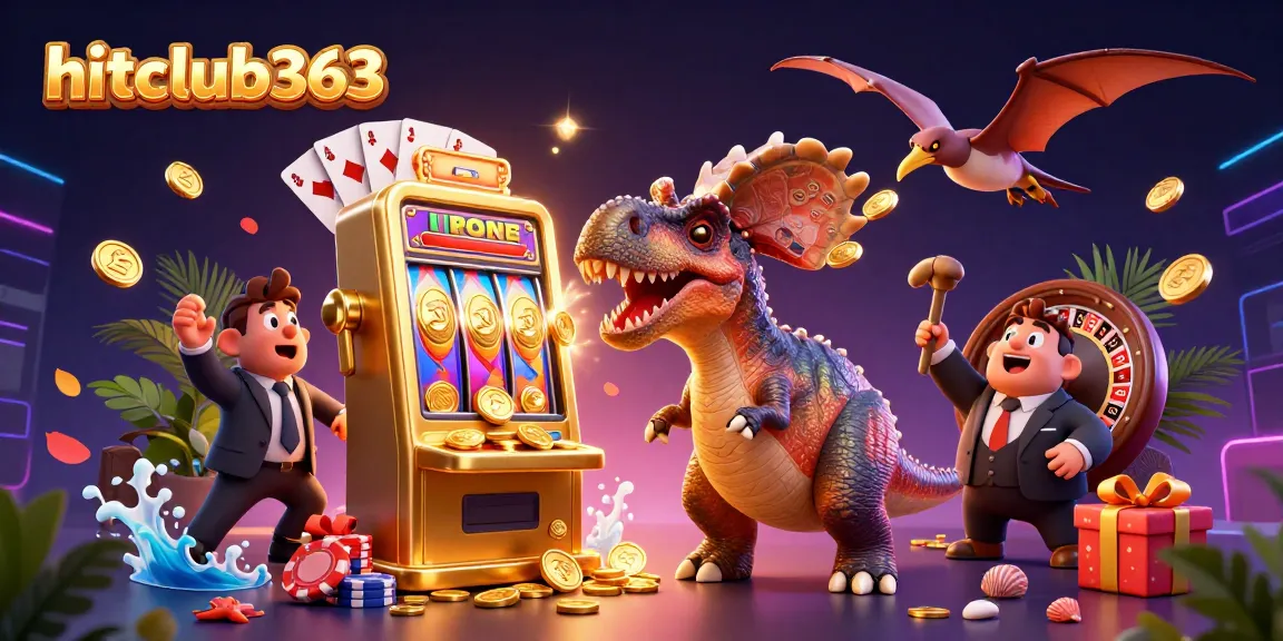 Experience the excitement at hitclub363 as a dinosaur interacts with jackpots and winning coins!