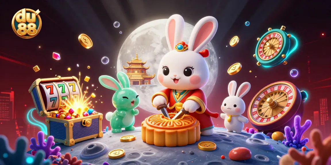 Experience the magic of du 88 as the moon rabbit unveils treasures in a vibrant casino scene.