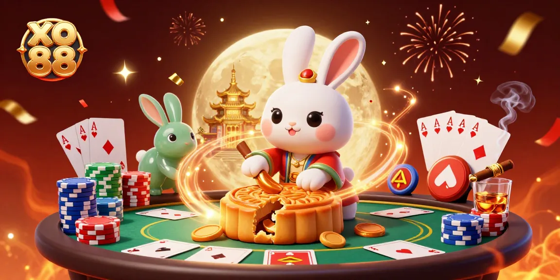 Experience the excitement of xo 88 with a lively moon rabbit scene enriched by poker elements.