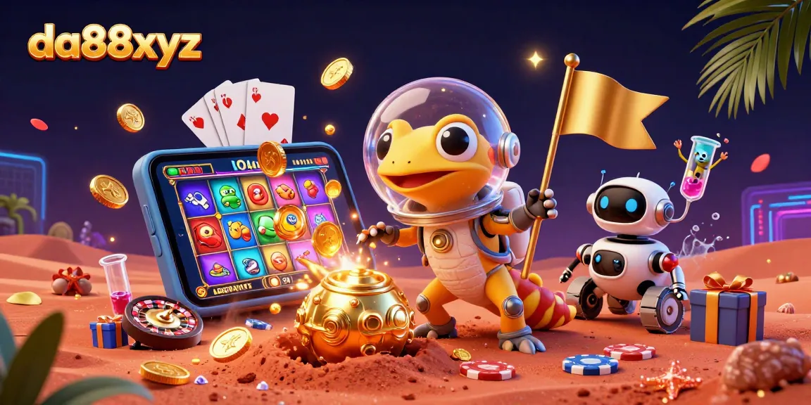 Engage with da88xyz's exciting alien casino adventure featuring vibrant slot games and cheerful Martians.